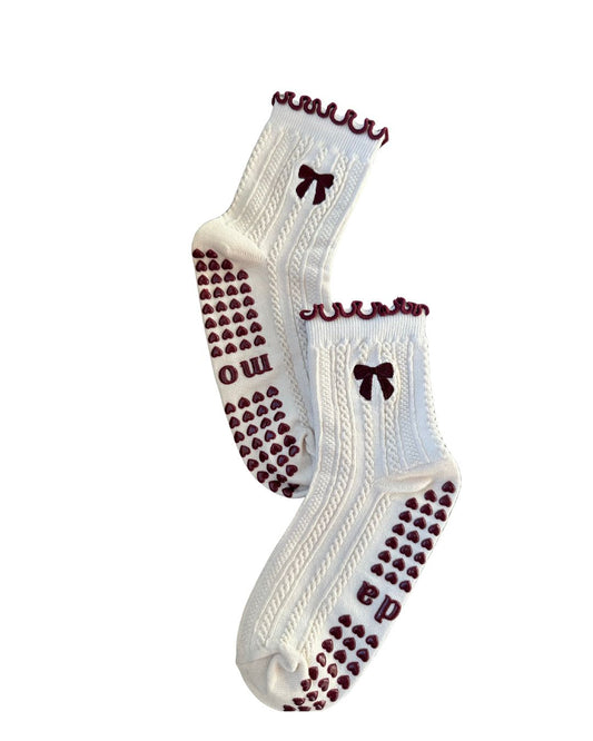 cable knit sweater grip socks