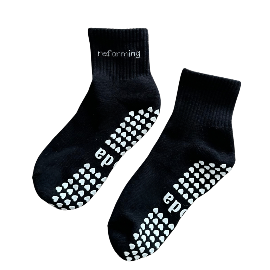 reforming black grip socks