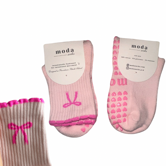 pilates princess pink bow grip socks
