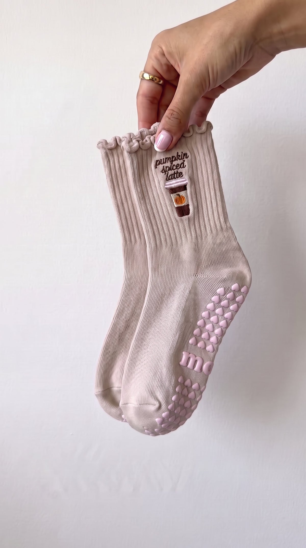 pumpkin spiced latte grip socks