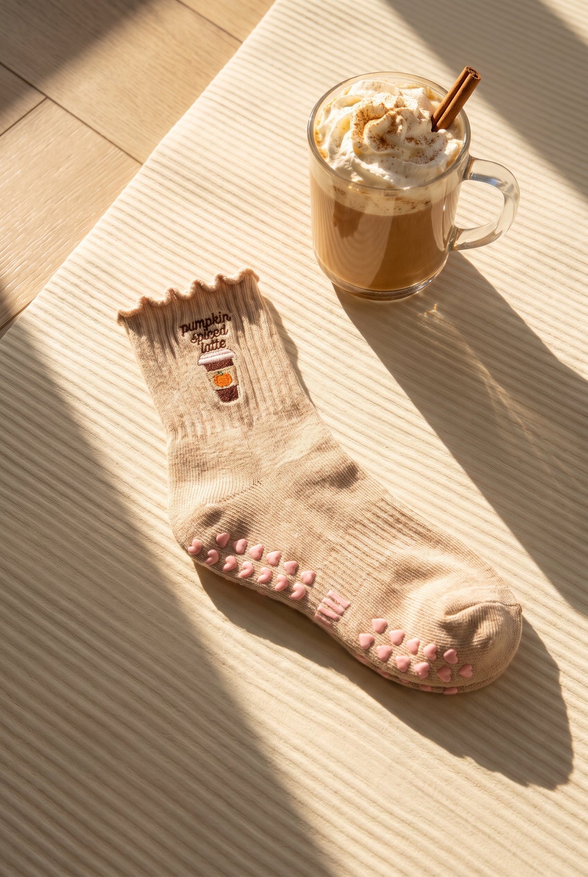 pumpkin spiced latte grip socks